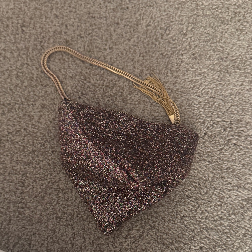 Street Level Glittery Bag with Gold Chain